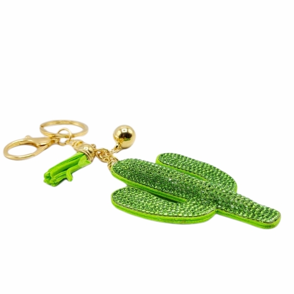 Cactus Plush Rhinestone Keychain - Picture 3 of 3